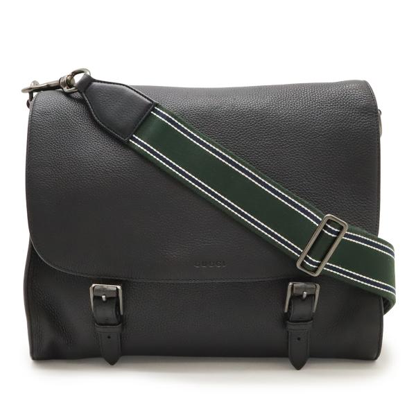 GUCCI グッチ メッセンジャーバッグ ショルダーバッグ 斜め掛け レザー ブラック 黒 3870...