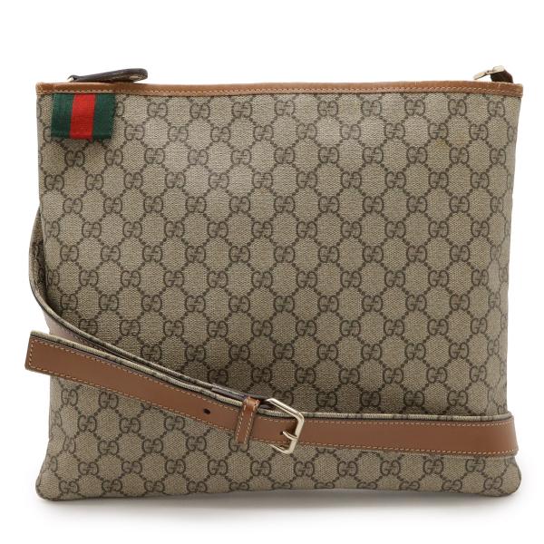 GUCCI グッチ GGスプリーム シェリー ショルダーバッグ 斜め掛け PVC レザー カーキベー...