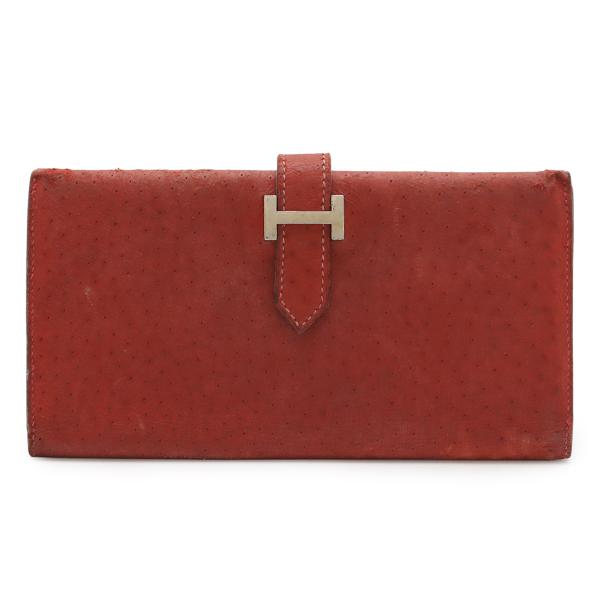 HERMES エルメス ベアン クラシック 2つ折長財布 二つ折り長財布 エミュー オーストリッチ ...