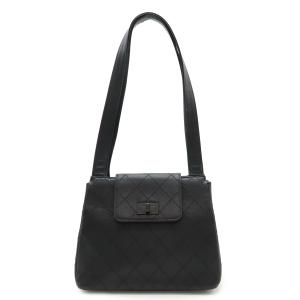 CHANEL シャネル 2.55 マトラッセ ショルダーバッグ トートバッグ レザー ブラック 黒 ブラック金具