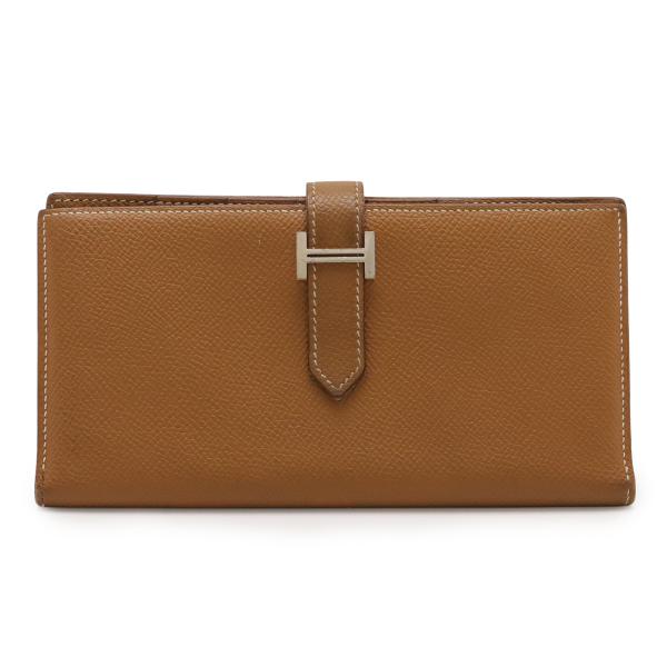 HERMES エルメス ベアンスフレ 2つ折長財布 二つ折り長財布 ヴォーエプソン レザー ゴールド...