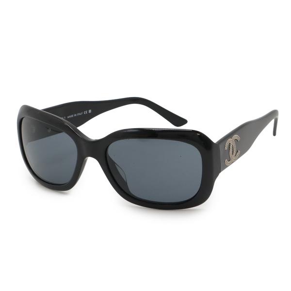 CHANEL シャネル ココマーク サングラス アイウェア スモークレンズ ブラック 黒 シルバー金...