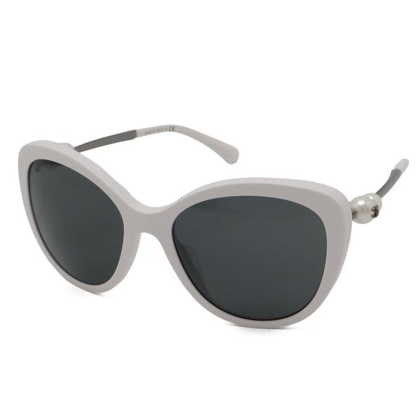 CHANEL シャネル ココマーク フェイクパール サングラス アイウェア キャットアイ スモークレ...