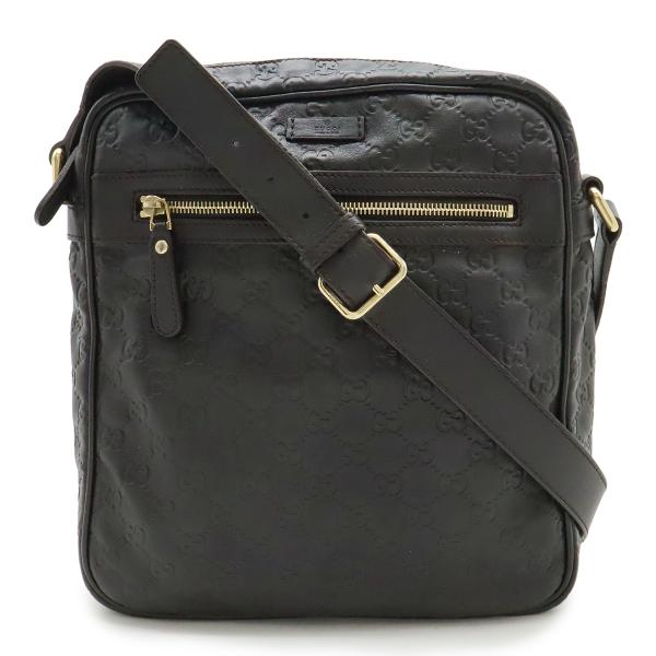 GUCCI グッチ グッチシマ ショルダーバッグ 斜め掛け レザー ダークブラウン 茶 ゴールド金具...