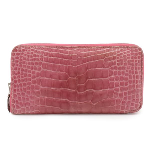 HERMES エルメス アザップロング ラウンドファスナー 長財布 アリゲーター クロコダイル フュ...