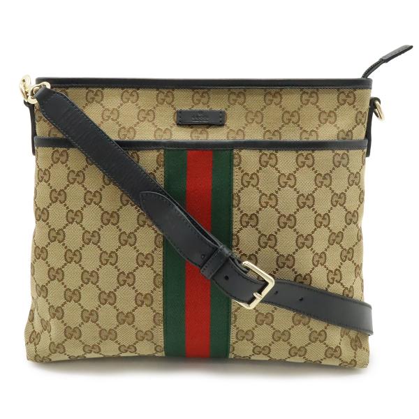 GUCCI グッチ GGキャンバス ウェビングライン シェリーライン ショルダーバッグ 斜め掛け カ...