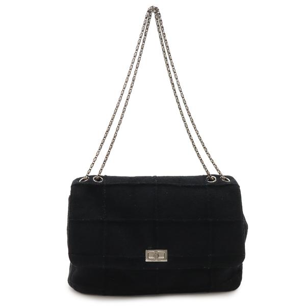 CHANEL シャネル 2.55 チョコバー チェーンバッグ ショルダーバッグ 肩掛け フェルト ブ...