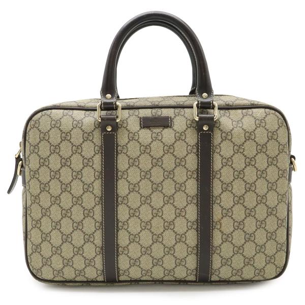 GUCCI グッチ GGスプリーム ビジネスバッグ ブリーフケース 書類カバン PVC レザー ベー...