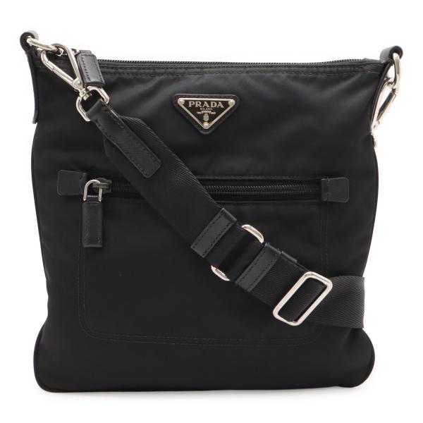 PRADA プラダ トライアングルロゴ ショルダーバッグ 斜め掛け ナイロン レザー NERO 黒 ...