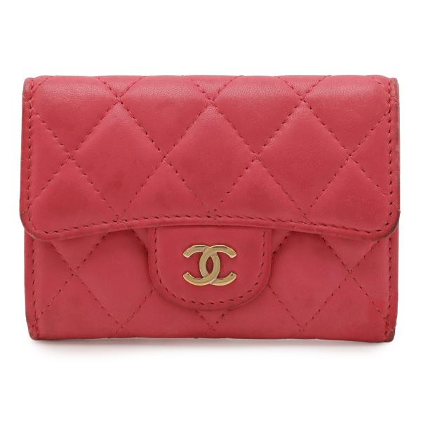 CHANEL シャネル マトラッセ ココマーク 名刺入れ カードケース パスケース ラムスキン レザ...