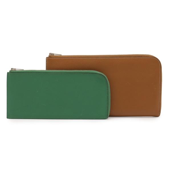HERMES エルメス リミックス コンバイン L字型ファスナー 長財布 ヴォーエプソン レザー ゴ...