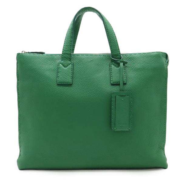 FENDI フェンディ セレリア ブリーフケース トートバッグ ビジネスバッグ レザー グリーン 緑...