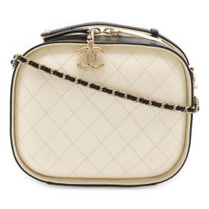CHANEL シャネル マトラッセ バニティバッグ 2WAY チェーンショルダーバッグ 斜め掛け レザー ホワイト 白 ブラック 黒 ゴールド金具
