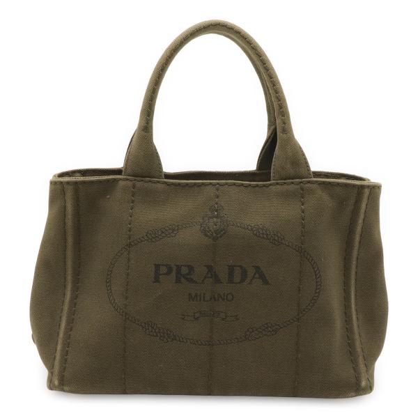 PRADA プラダ CANAPA カナパ トートバッグ ハンドバッグ キャンバス カーキグリーン ゴ...
