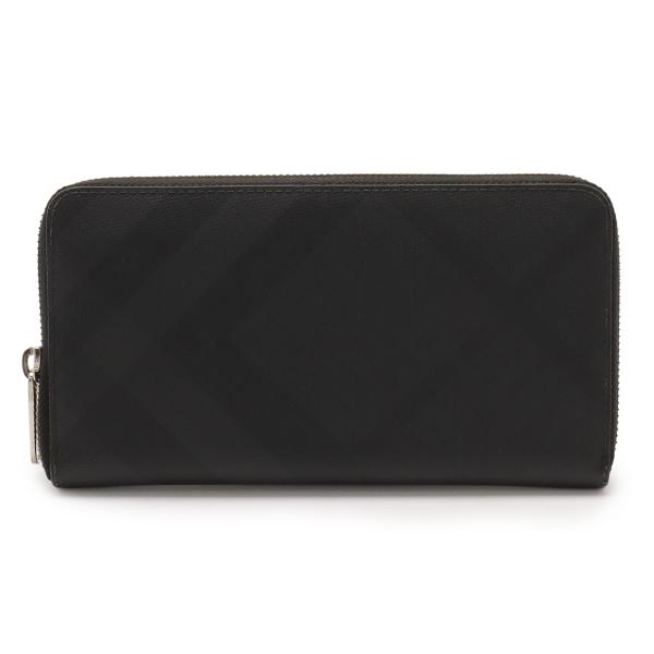 BURBERRY バーバリー スモークドチェック チェック柄 ラウンドファスナー 長財布 PVC レ...