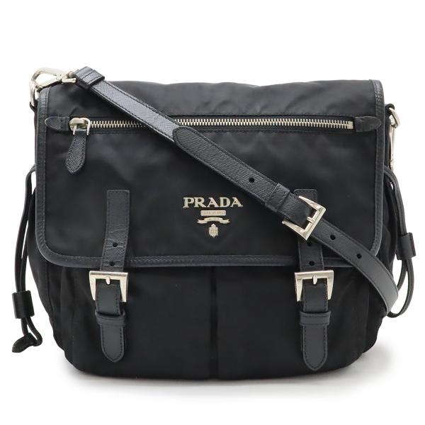 PRADA プラダ ショルダーバッグ メッセンジャーバッグ 斜め掛け ナイロン レザー NERO 黒...