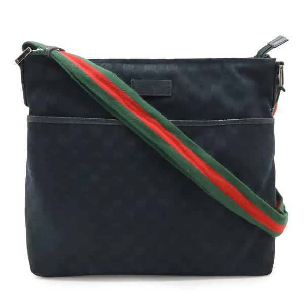 GUCCI グッチ GGキャンバス シェリーライン ウェブライン ショルダーバッグ 斜め掛け レザー...