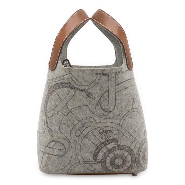 HERMES エルメス ピコタンPM ハンドバッグ トートバッグ フェルト ヴォースイフト レザー ...