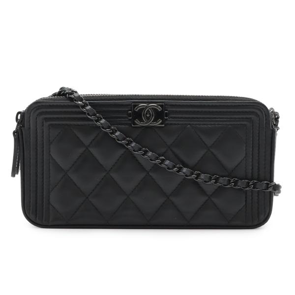 CHANEL シャネル ボーイシャネル マトラッセ ココマーク チェーンウォレット ショルダーバッグ...
