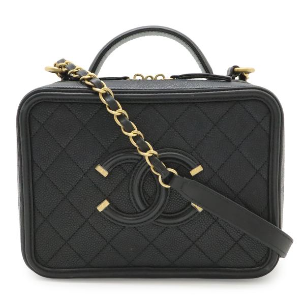 CHANEL シャネル CCフィリグリー マトラッセ バニティケース ハンドバッグ 2WAY チェー...