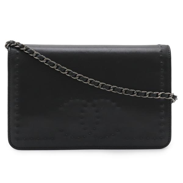 CHANEL シャネル ココマーク チェーンウォレット ショルダーバッグ ポシェット 斜め掛け レザ...
