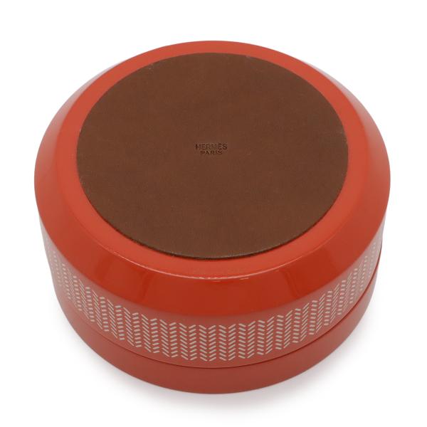 HERMES エルメス ブドワールPM ボックス インテリア 小物入れ 置物 ラッカー オレンジレッ...