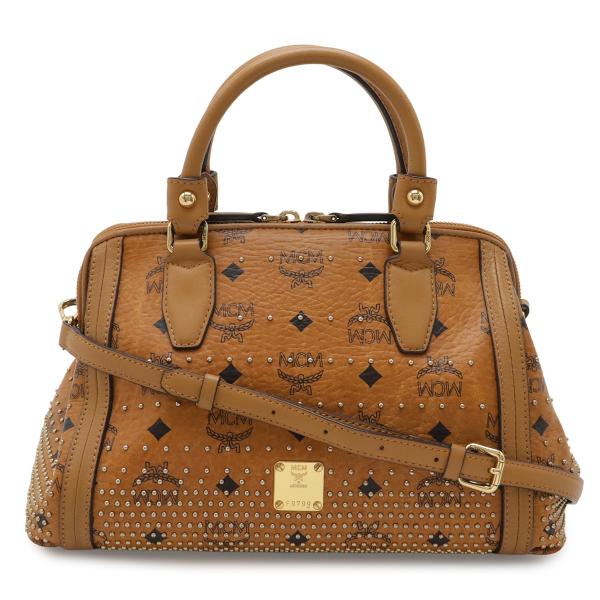 MCM エムシーエム ロゴグラム ハンドバッグ ミニボストンバッグ 2WAY ショルダーバッグ スタ...