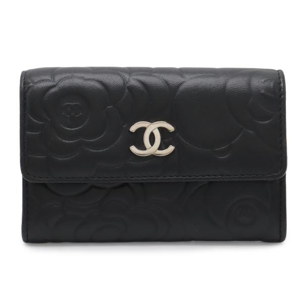 CHANEL シャネル カメリアエンボス ココマーク カードケース 名刺入れ パスケース レザー ブ...