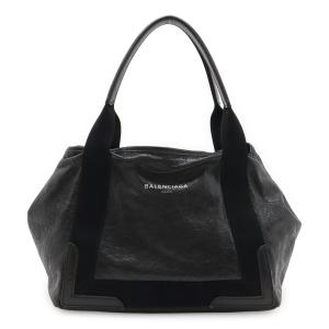 BALENCIAGA バレンシアガ ネイビーカバス S ロゴ ハンドバッグ トートバッグ レザー ブラック 黒 339933