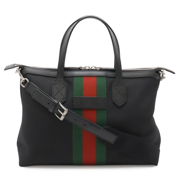 GUCCI グッチ シェリーライン ウェブストライプ トートバッグ 2WAY ショルダーバッグ ナイ...