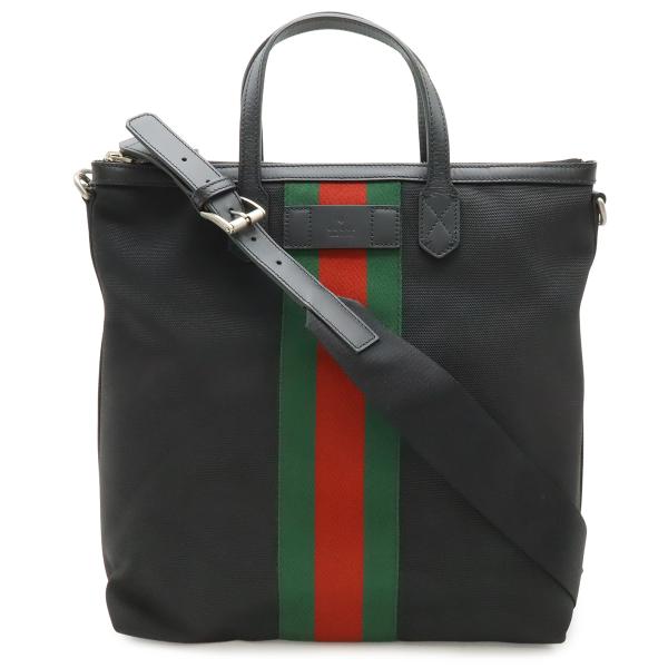 GUCCI グッチ ウェブストライプ シェリーライン トートバッグ 2WAY ショルダーバッグ ナイ...
