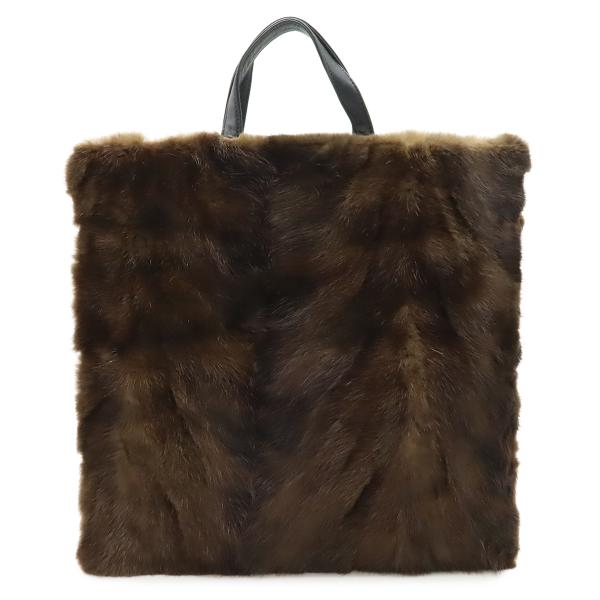 LOEWE ロエベ ファーバッグ ハンドバッグ トートバッグ レザー ダークブラウン ブラック 黒