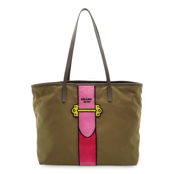 PRADA プラダ ベロア ベルト モチーフ トートバッグ ショルダーバッグ ナイロン レザー カー...