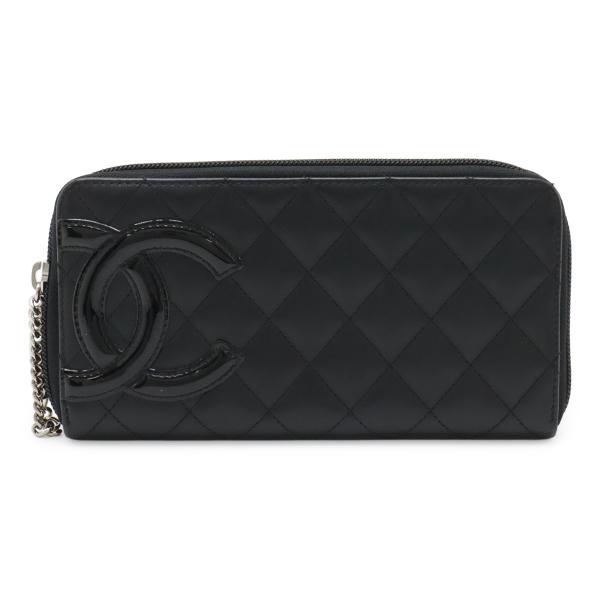 CHANEL シャネル カンボンライン ココマーク ラウンドファスナー 長財布 ソフトカーフ レザー...