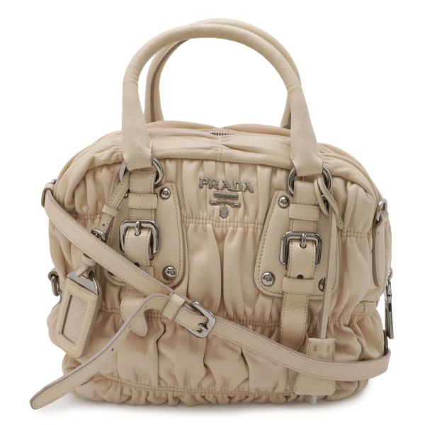 PRADA プラダ ギャザー ハンドバッグ 2WAY ショルダーバッグ 斜め掛け ナッパレザー CI...
