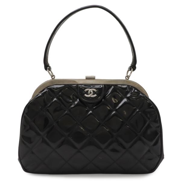 CHANEL シャネル マトラッセ ココマーク ハンドバッグ ワンハンドル がま口 ガマ口 エナメル...