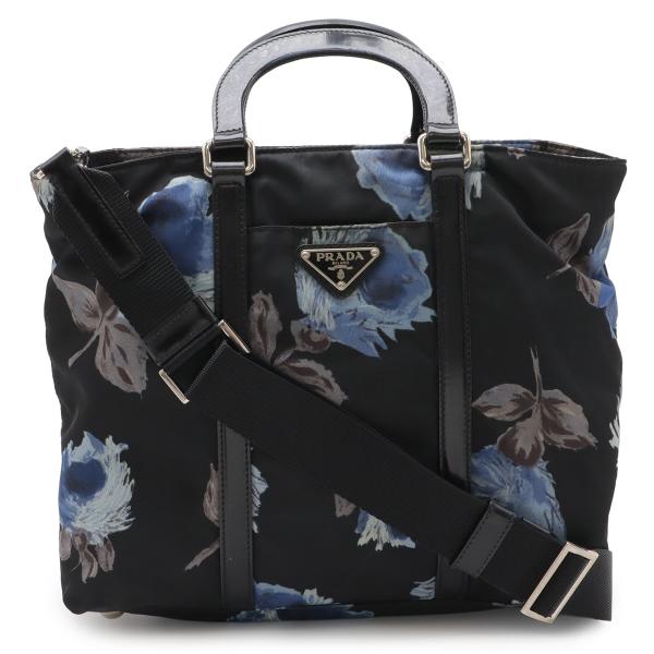 PRADA プラダ フラワー 花柄 ローズ バラ ハンドバッグ トートバッグ 2WAY ショルダーバ...