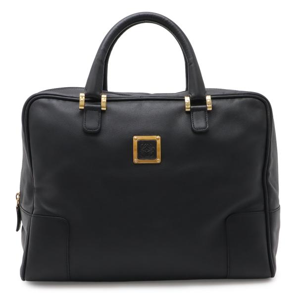 LOEWE ロエベ アマソナ アナグラム ボストンバッグ ハンドバッグ レザー ブラック 黒 ゴール...