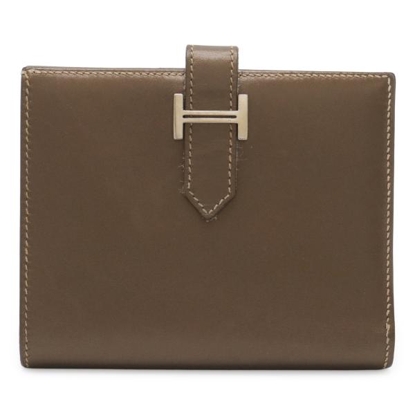 HERMES エルメス ベアンコンパクト 2つ折り財布 二つ折り財布 ヴォーミロワ レザー メタリッ...