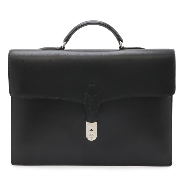 HERMES エルメス テリル ビジネスバッグ ブリーフケース 書類カバン レザー ブラック 黒 シ...