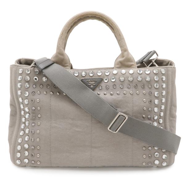 PRADA プラダ CANAPA カナパ ビジュー トートバッグ 2WAY ショルダーバッグ デニム...