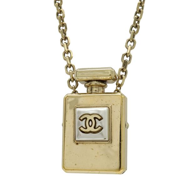 CHANEL シャネル ココマーク 香水 モチーフ チェーン ネックレス ペンダント ロケットネック...