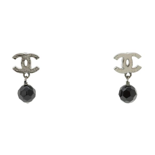 CHANEL シャネル ココマーク スイングピアス メタル ブラックストーン ガンメタリック 09 ...