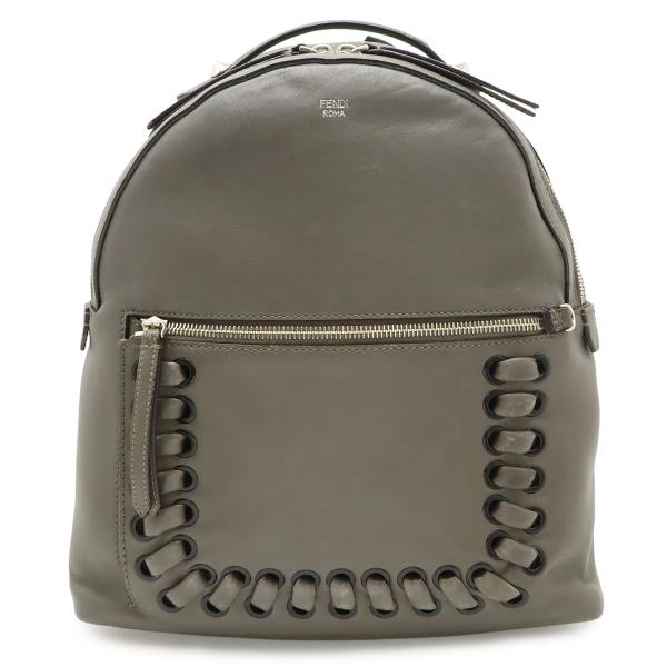 FENDI フェンディ バイザウェイ バックパック リュックサック スタッズ レザー グレージュ シ...