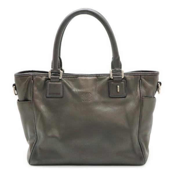 LOEWE ロエベ アナグラム ハンドバッグ トートバッグ ナッパレザー グレー系 シルバー金具 シ...