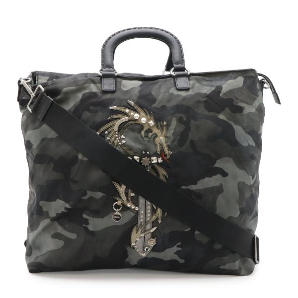 PRADA プラダ トートバッグ ラージトート 2WAY ショルダーバッグ ドラゴン 龍 カモフラー...