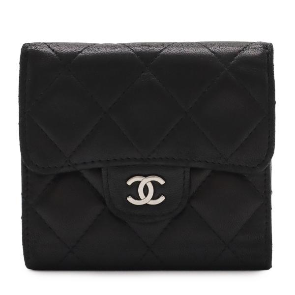 CHANEL シャネル マトラッセ ココマーク 2つ折財布 二つ折り Wホック財布 ダブルホック レ...
