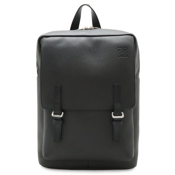 LOEWE ロエベ アナグラム ミリタリーバックパック リュックサック レザー ブラック 黒 シルバ...