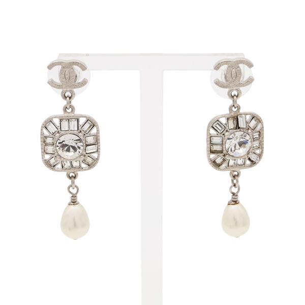 CHANEL シャネル ココマーク ビジュー パールピアス スイングピアス メタル フェイクパール ...