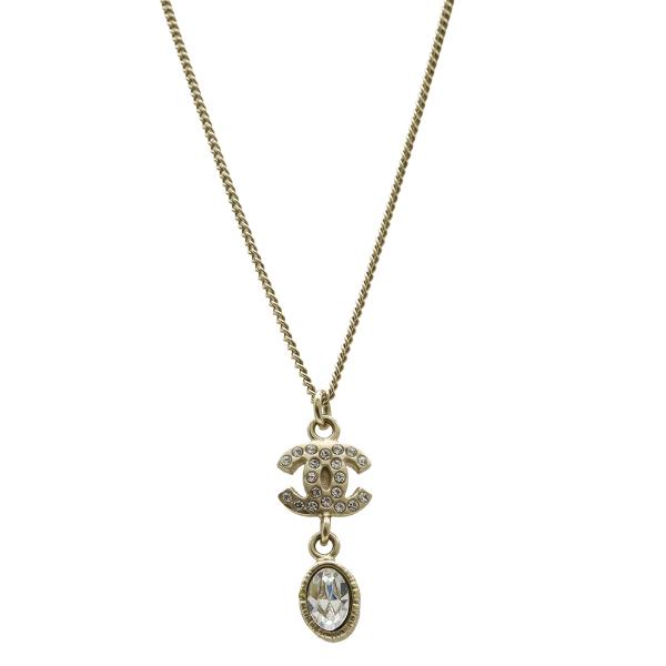 CHANEL シャネル ココマーク ネックレス ペンダント ラインストーン クリスタル GP ゴール...